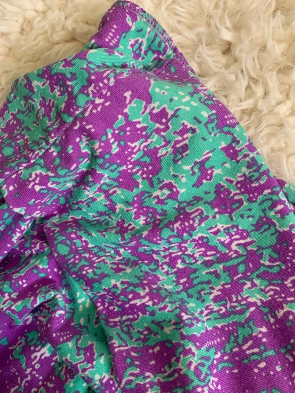 LuLaRoe Purple & Green Patterned A-Line Fold Over Waistband Maxi Skirt M/L